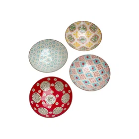 Chehoma Ensemble de 4 assiettes creuses en céramique multicolore