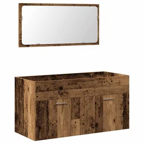 vidaXL Hög skåp med spegel 90x38.5x46cm Brun (856381)