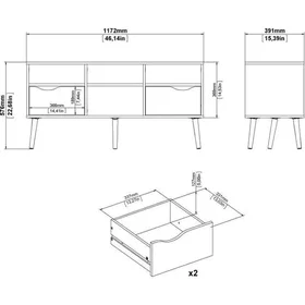 Tvilum Oslo TV-benk 4 nisjer 2 skuffer 117x39x57.4cm