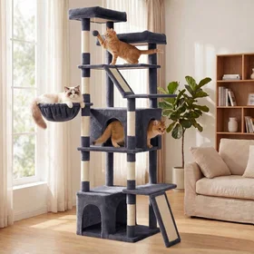 Feandrea Arbre à Chat Gris Foncé en Tissu Peluche