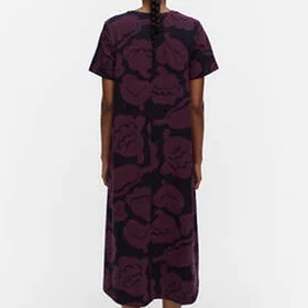 Marimekko Pisteinen Kukasta Kukkaan Satin Puuvillainen Mekko