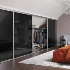 Spacepro Heritage Sliding Loft Door Black Glass 914mm