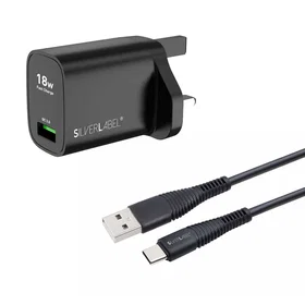 SilverLabel 30311SL10 Universal USB Charger with USB Type-C Cable 18W