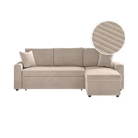 LOUNGITUDE Canapé d'angle réversible convertible en velours côtelé avec coffre