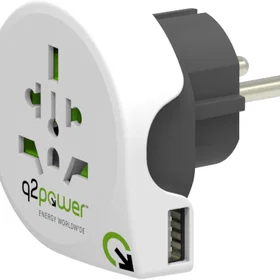 Q2Power Travel Adapter World to Europe 10A 1-in-1
