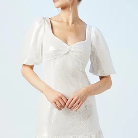 Oasis Sweetheart Puff Sleeve Sequin Bridal Mini Dress