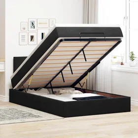 vidaXL Ottomansk säng med madrass & LED-lampor svart 120x190cm sammet