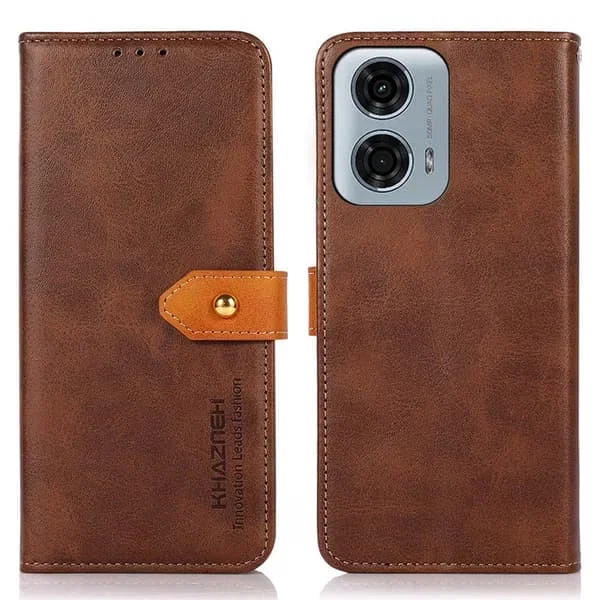 Khazneh Power Magnetic Flip Vegan Leather Case for Motorola Moto G24