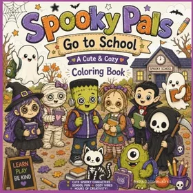 Spooky Pals Go To School Färgläggningsbok
