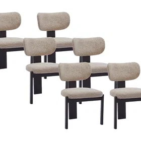 WILANA Taupe Bouclé 6-Pack Spisebordsstol