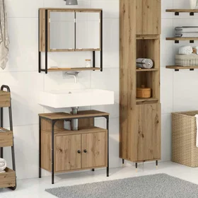 vidaXL Badrumsmöbelset 2 Stycken Brun Konstruerat trä 3334320