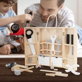 Joyz Jouet en bois Montessori Ensemble de construction 8 outils 4064649121775_CA