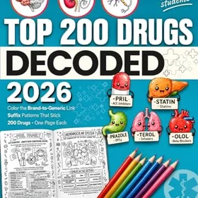 Top 200 Drugs Decoded: The Visual Way To Master Pharmacology Färgläggningsbok