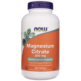Now Foods Magnesium Citrate 200mg 250 Tabletter