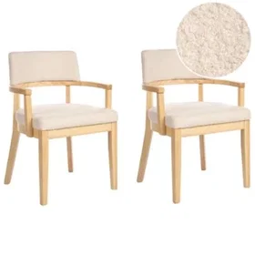 Beliani DALBO Dining Chair Bouclé Light Brown/Beige 2-Pack