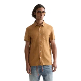 Scotch & Soda Seasonal Core Linen Regular Fit Kortärmad Skjorta (Herr)