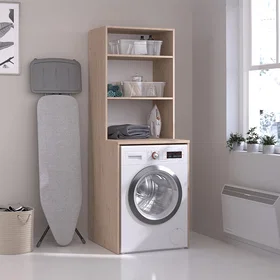 ERKANO Meuble pour lave-linge avec étagères Naturel clair L65 x H184 cm