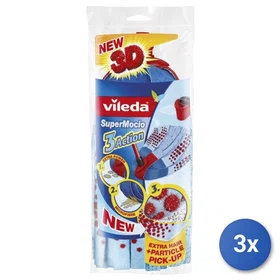 Vileda SuperMocio 3 Action Microfibre Mop Replacement Head Refill