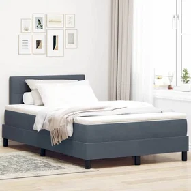 vidaXL Box Spring Bed with Mattress & LED Dark Grey 120x200 cm Velvet