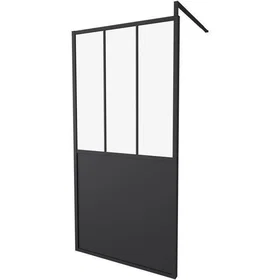 Gelco Paroi de douche fixe Industriel Noir Verre Transparent Avec Cadre Réglable
