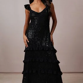 Oasis Occasion Sequin Ruffle Midaxi Dress