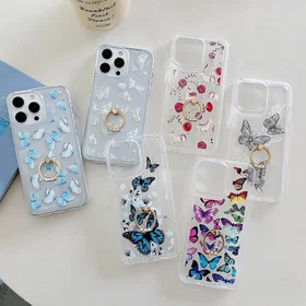 E Style Marmor Mönstrad Etfodral med Ringhållare för iPhone 15 Pro