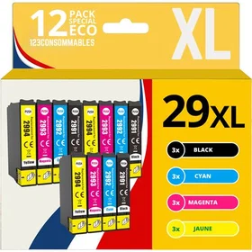 123CONSOMMABLES T29XL (Svart/Cyan/Magenta/Gul) Multipack