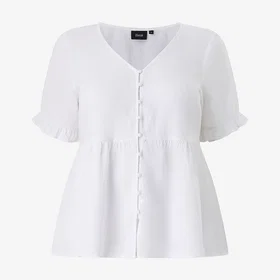Zizzi Linneblus vLina Kortermet Bluse (Dame)