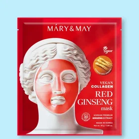 MARY & MAY Vegan Kollageeni Punainen Ginsengi Maski 30g