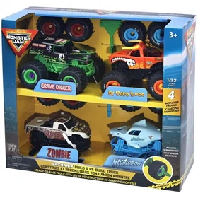 Monster Jam Mechanix 1:32 Build N ReBuild 4-pack