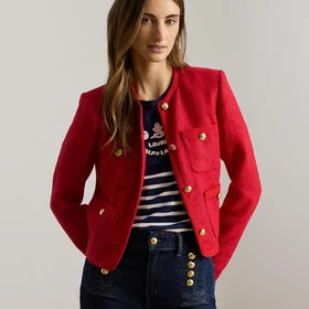 Ralph Lauren Linen Herringbone Cropped Jacket (Naisten)