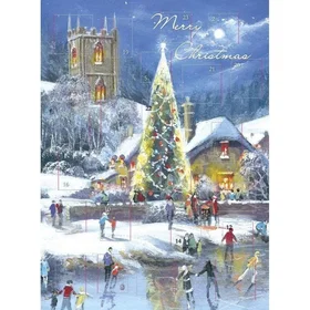 Temu Traditional Christmas Advent Calendar Scenic Ice Skating No Chocolate