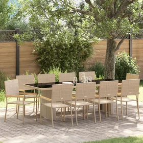 vidaXL Hagemøbelsett 11 Deler Beige Rattan 3365419