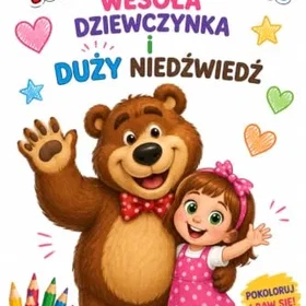 Kolorowanka Wesoła Dziewczynka I Duży Niedźwiedź Färgläggbok