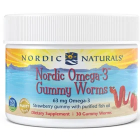 Nordic Naturals Omega-3 Gummy Worms Mansikka 63mg 30pcs