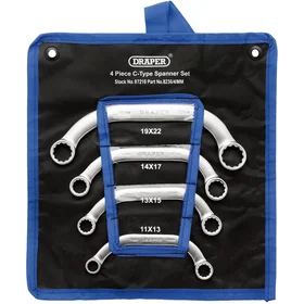 Draper 07210 Half Moon Obstruction Ring Spanner Set 4pcs