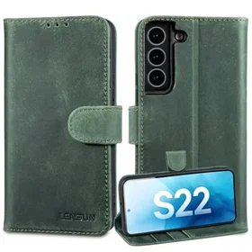 LENSUN Étui de portefeuille en cuir pour Samsung Galaxy S22