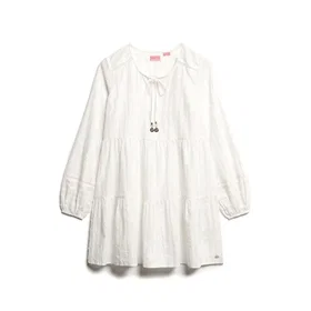 Superdry Ibiza Plissé Lurex Mini Manches Longues Robe Chemise