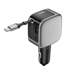 Cuktech CC903P Bilagaurlader med Display og 70cm Retraherbar USB-C-kabel 100W