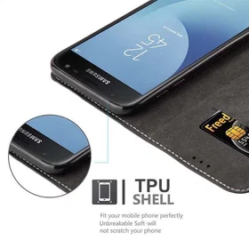 Cadorabo Lompakepuuskainen jalustalla ja korttipaikalla Samsung Galaxy J7 2017
