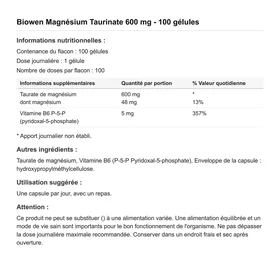 Biowen Magnesium Taurate 1200mg 100 Kapslar