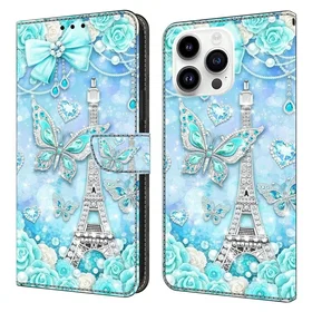 Sommerfuglen Läder Flip Case med Ställ för iPhone 16 Pro