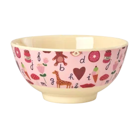 Rice Melamine Bowl with Red Kids in Paris Print 700ml