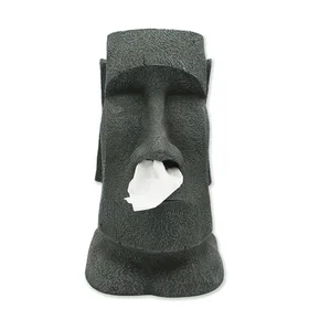Winkee Moai Stone Napkin Dispenser Natural Stone Gray