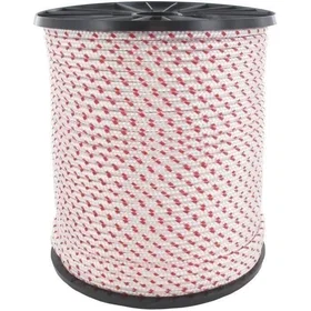 Green Star Corde Polyamide Blanche avec Bordure Rouge 100 m / 4 mm