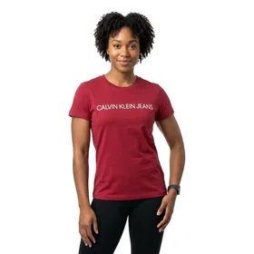 Calvin Klein Institucinal Logo Kortärmad T-shirt Garnet XS (Dam)