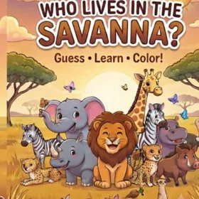 Who Lives In The Savanna? Färgläggningsbok