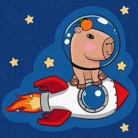 Ideyka Painting By Numbers - Capybara In A Rocket 30x30