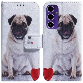 Hund Läder Plånbokfodral med Stativ för Samsung Galaxy S24 FE