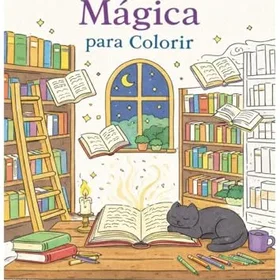 Biblioteca Mágica para Colorir Relaxante Färgläggningsbok